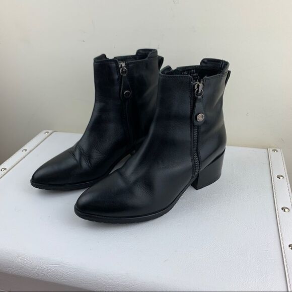 Fabianelli Black Leather Heeled Side-zip Booties S6‎ - Picture 3 of 14
